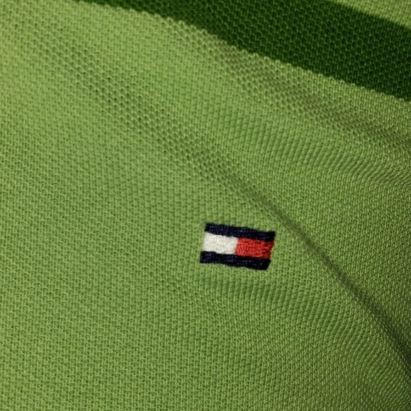 Tommy hilfiger striped green polo size small - Picture 2 of 5